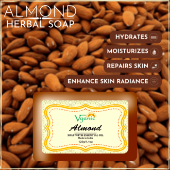 Vganic Herbal Almond Soap - Natural Skincare | Gentle Cleansing & Moisturizing