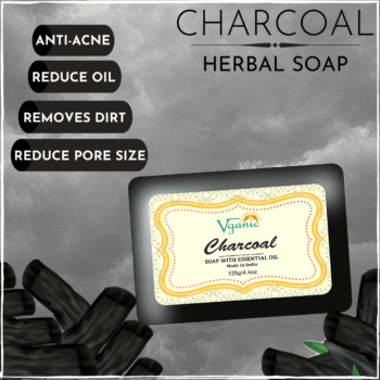 Vganic Herbal Charcoal Soap: Natural Detoxifying Cleanser for Healthy and Glowing Skin