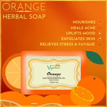 Vganic Herbal Orange Soap - Refreshing Citrus Scent | Natural & Vegan