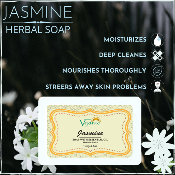 Vganic Herbal Jasmine Soap - Natural Ingredients for Gentle Cleansing